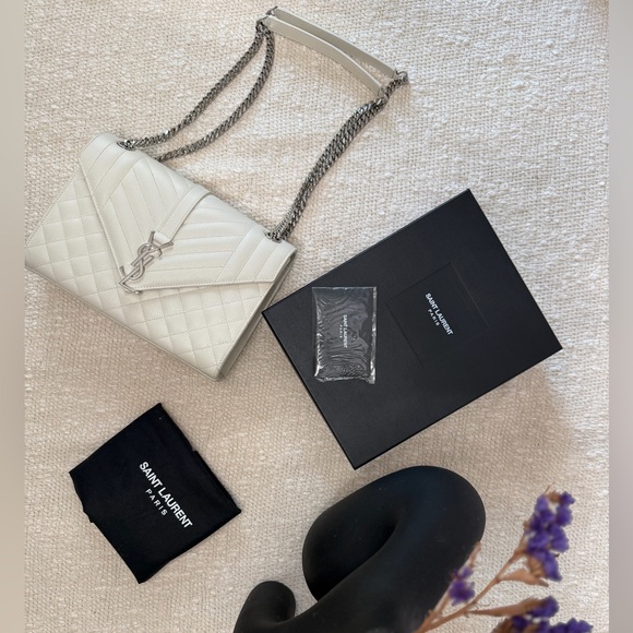 Saint Laurent Handbags - SAINT LAURENT MEDIUM ENVELOPE BAG QUILTED GRAIN LEATHER